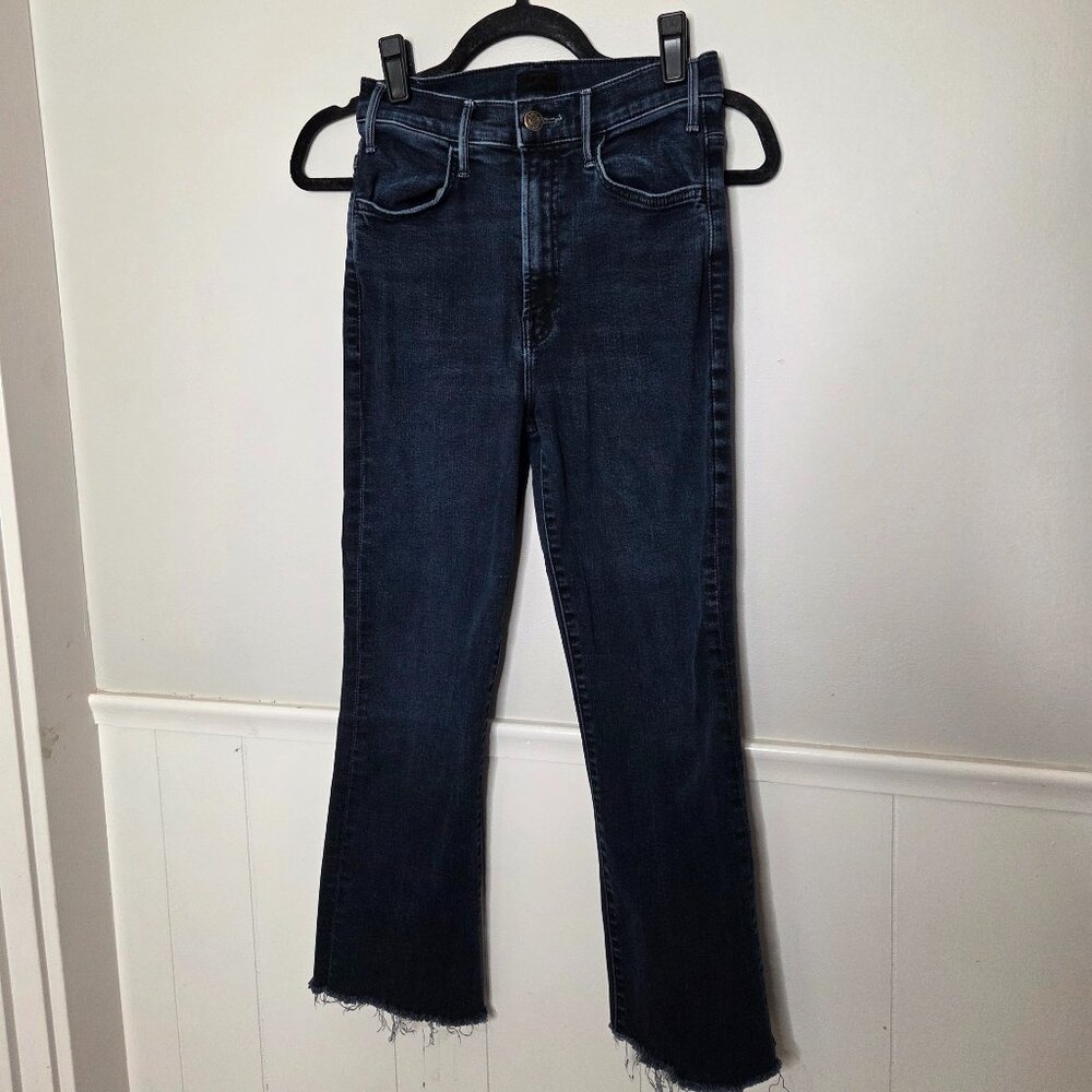 MOTHER Dark Wash The Hustler Ankle Fray Denim